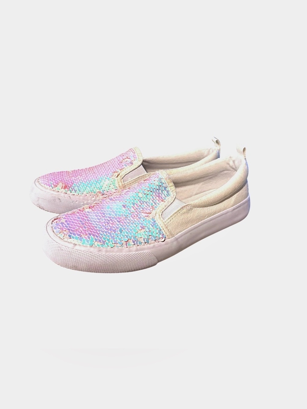 Cat & Jack Kids Slip-On Sequin Casual Shoes Multicolor White
